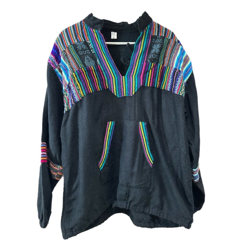 Aly Artesanias Size XL Multi-Color Ecuadorian Striped Sweatshirt Pullover